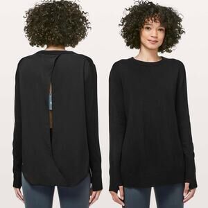Lululemon Still At Ease Black Vented Pullover Sweater Top